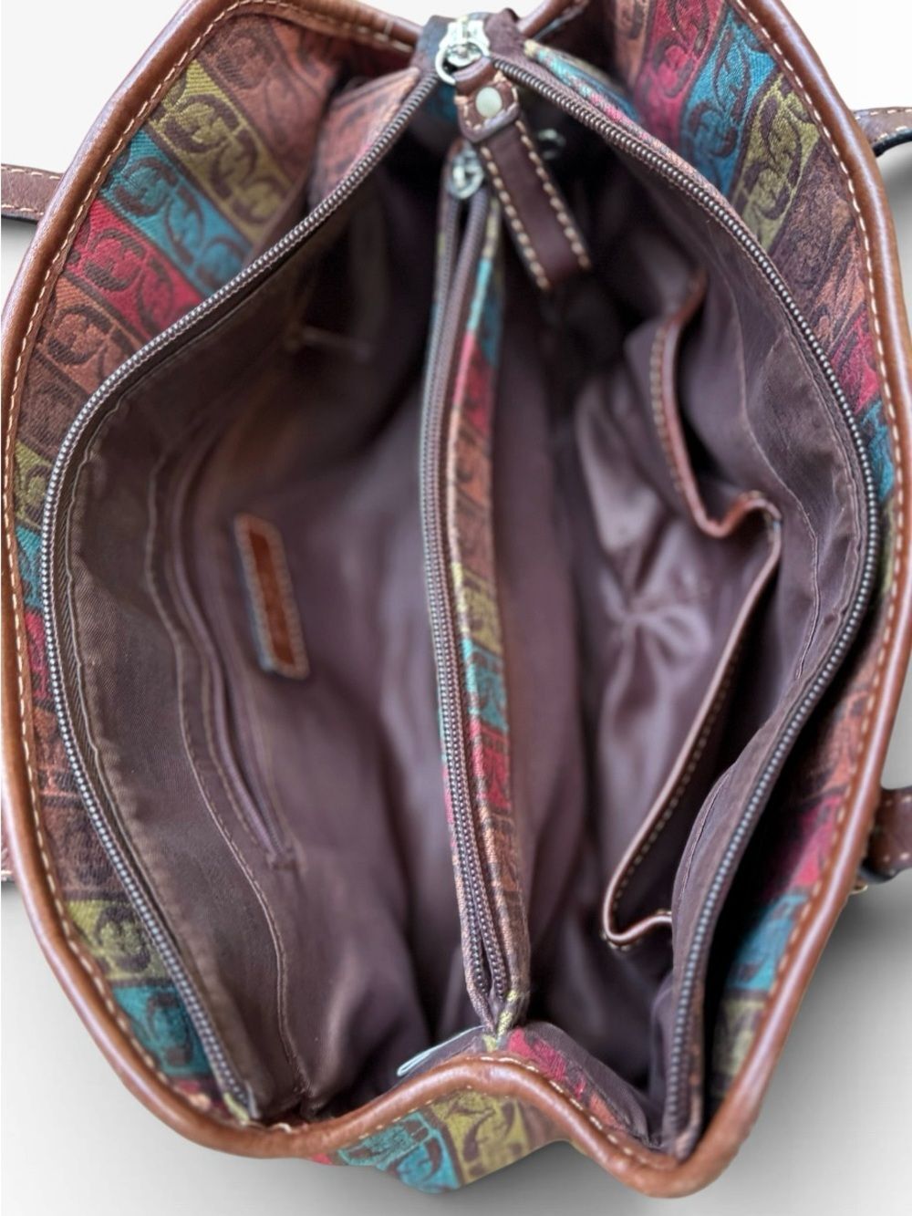 Vintage Fossil Multi-Color Signature Monogram Satchel Bag - Picture 8 of 13